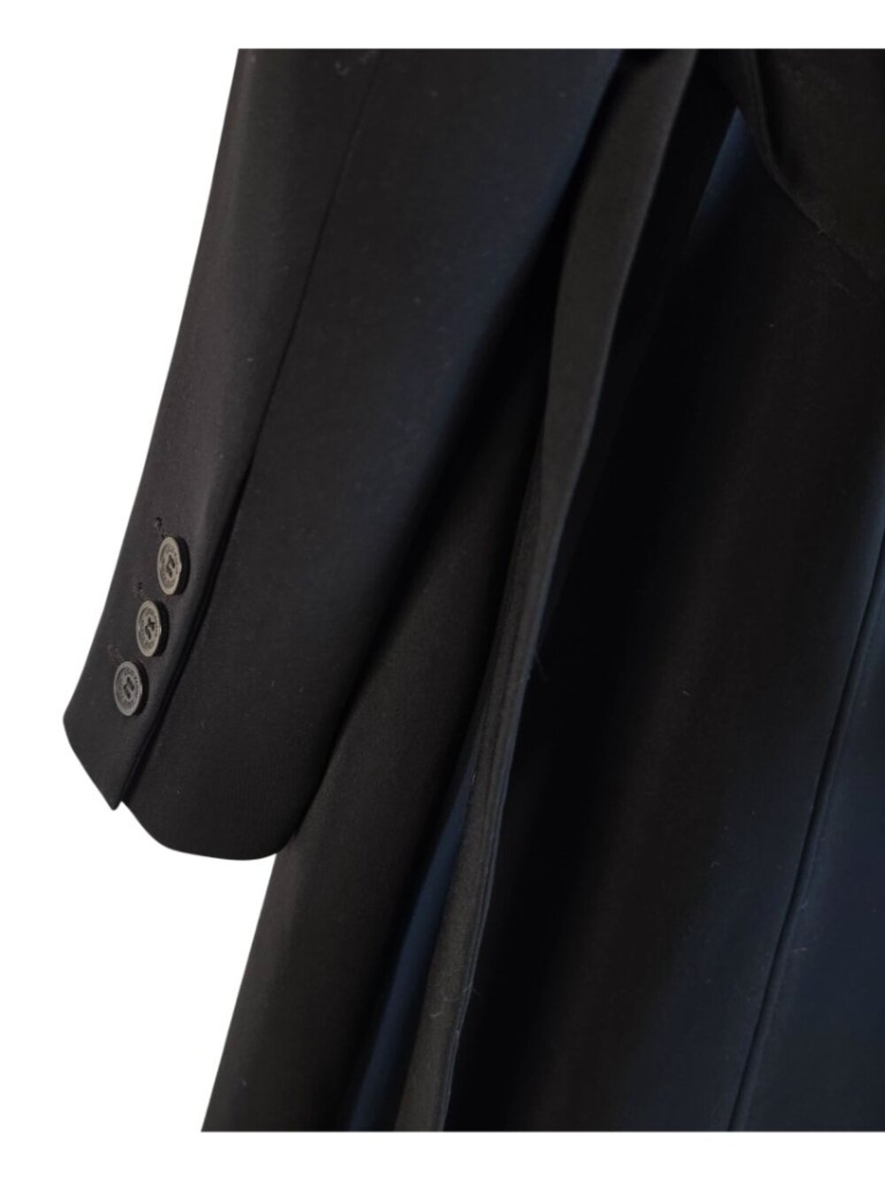 Anne Klein Black Belted Long Coat Women Size 6 Single Breasted Dress Coat - Picture 2 of 9